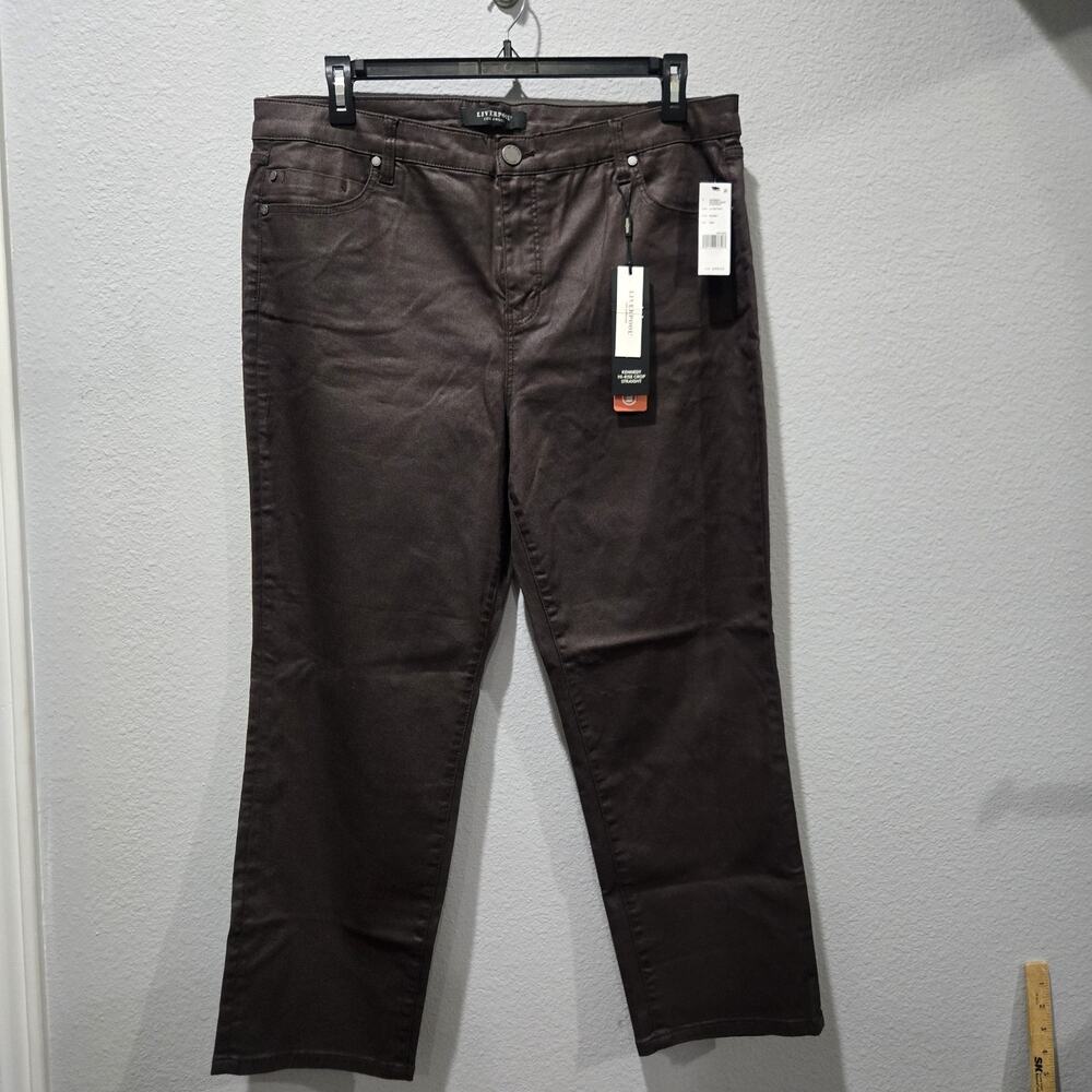 Liverpool 18W Brown Kennedy Hi Rise Crop Straight Pants